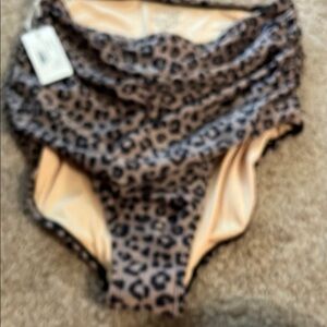Leopard Print High-Waisted Bikini Bottoms